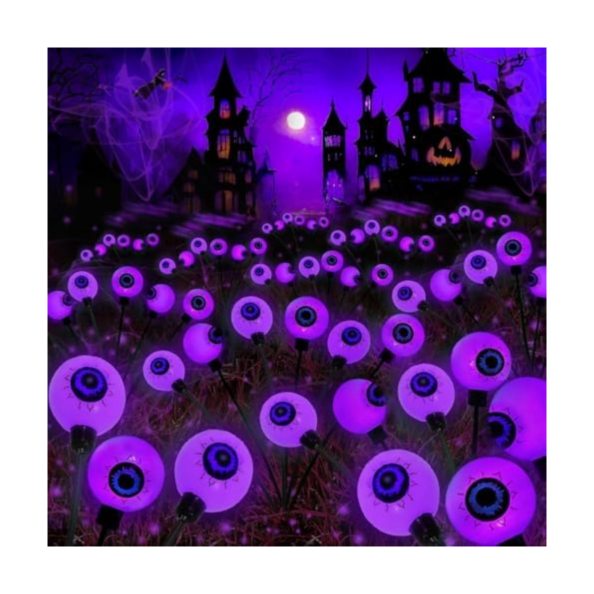 Solar Halloween Decorations Outdoor 6 Pack 36 LED Purple Eyeball Lights