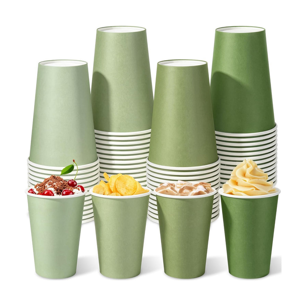 Kochorie 60 Pack 12 Ounce Disposable Gradient Green Paper Cups, Green Party Cups, Drinking Cups for Holiday Party Supplies DIY Crafts, 4 Colors