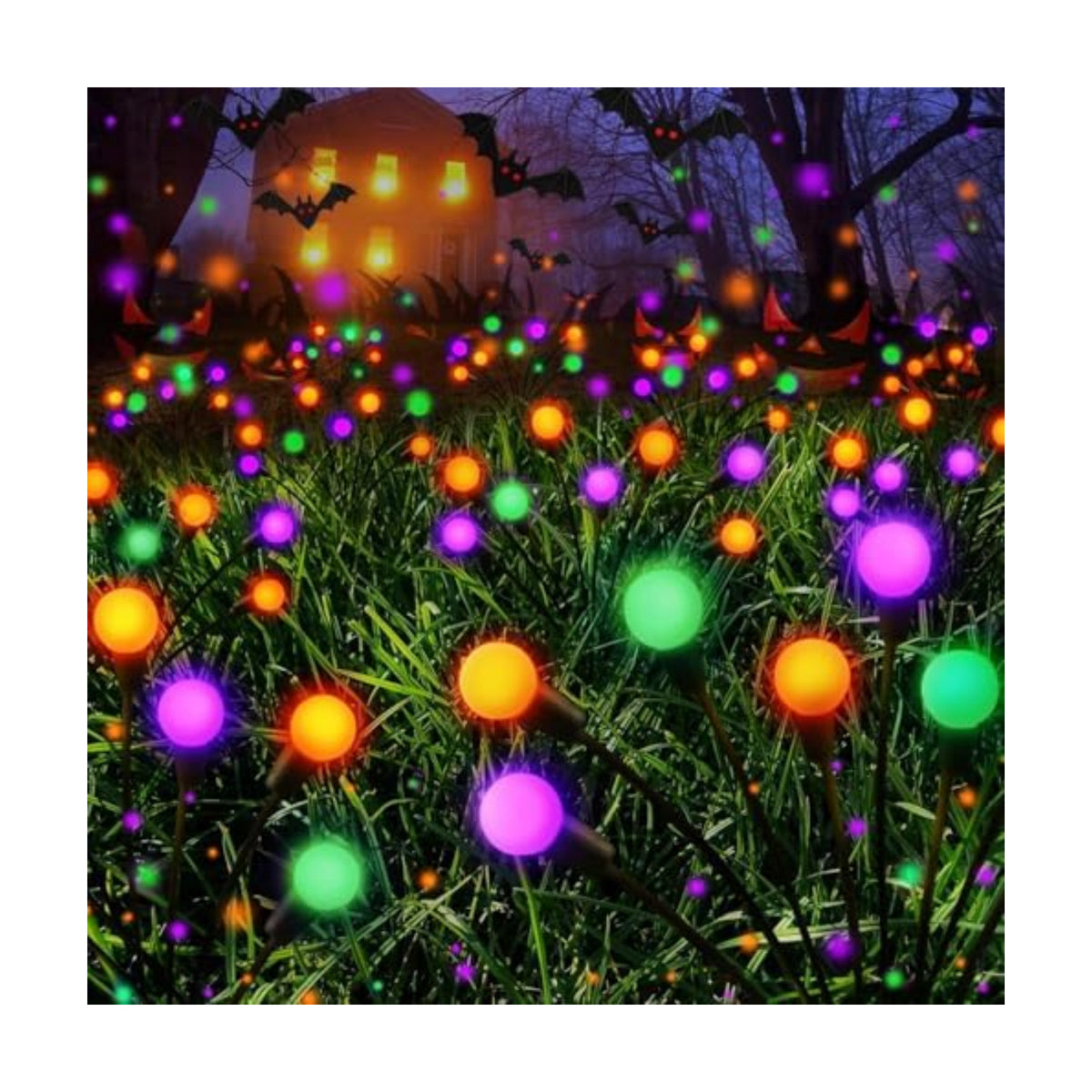 6PK Halloween Decorations Outdoor Solar Firefly Lights Orange Purple Green