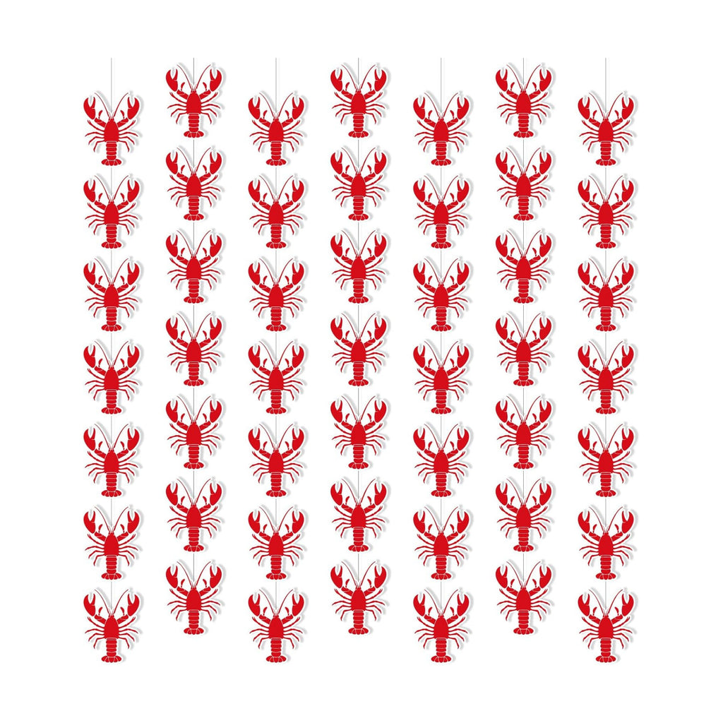 Xinnun 8 Pcs Red Lobster Crawfish Garland Banner Seafood Party Decor
