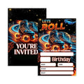 Roller Skating Birthday Invitation, Glow Gender Neutral Double-Sided Fill In Style Invites with Envelopes for Birthday, Glow Roller Skating Party Invitation For Boy,Girl, Bday Party Favor & Decoration