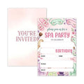 Spa Party Birthday Invitation Girl, Pamper Double-Sided Fill In Style Invites with Envelopes for Birthday, Glam Party Invitation For Girls, Teens, Bday Party Favor & Decoration