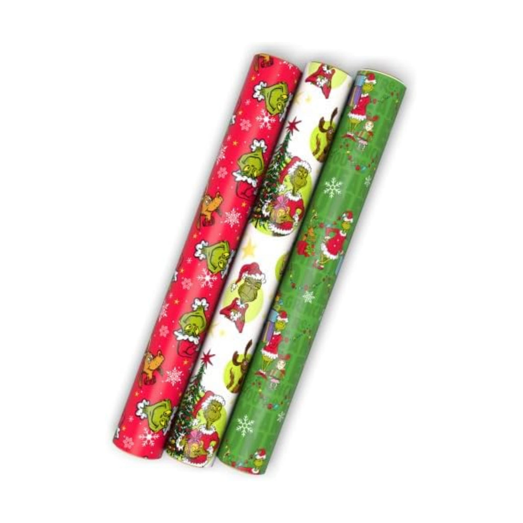 Hallmark Dr. Seuss Christmas Wrapping Paper Mini Rolls, 3-Pack (Grinch)