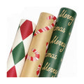 LaRibbons Kraft Christmas Vintage Wrapping Paper Set, 3 Rolls 17" x 120"