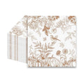 50 Pcs Autumn Floral Disposable Napkins, Elegant Gold Flower Bird Fruit & Japanese Branch Leaf Design Paper Napkins, Absorbent Table Napkins for Home Gathering, Thanksgiving & Fall Celebration