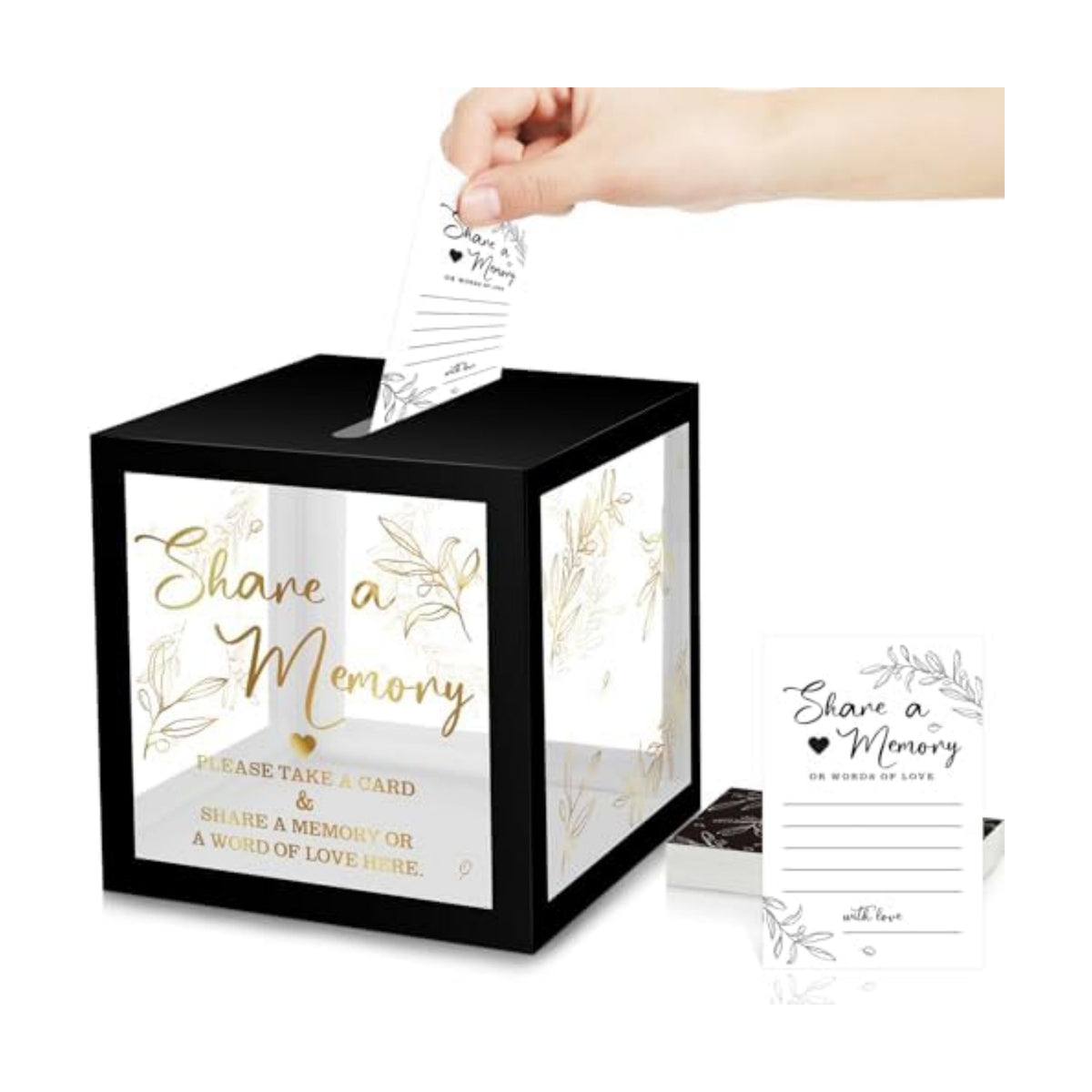 Pajean 50 Pcs Greenery Share a Memory Card, Celebration of Life Cards Box