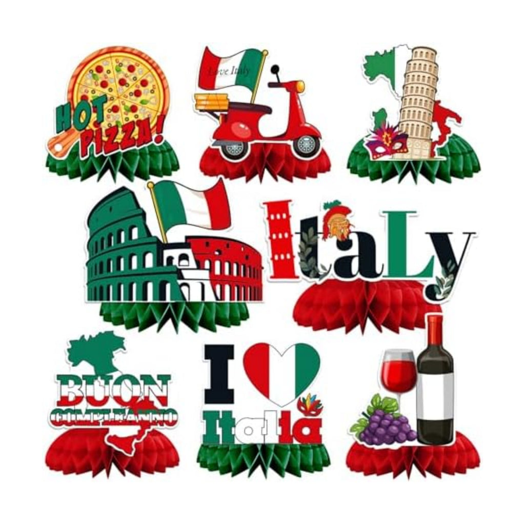 JULMELON 8 Pack Italian Themed Honeycomb Centerpieces Italian Party Favors
