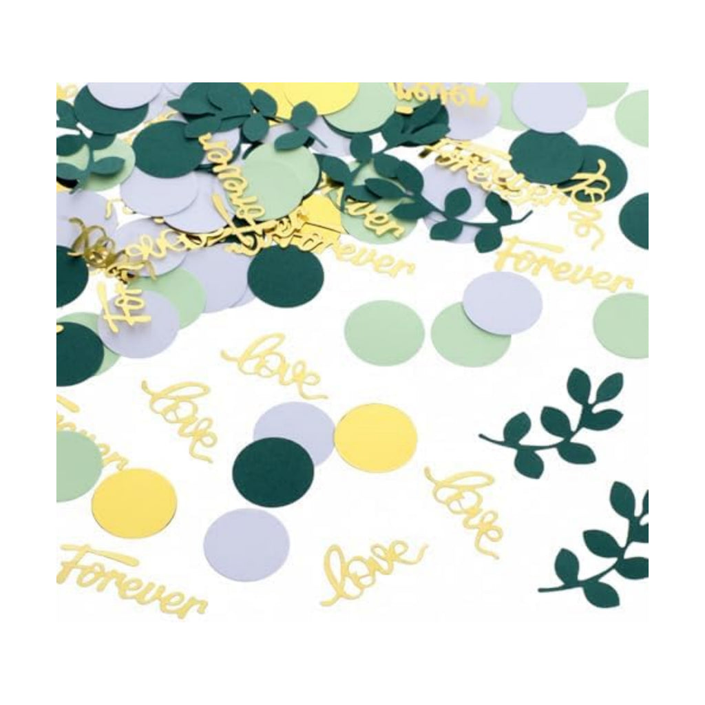 100 PCS Greenery Wedding Table Confetti with Gold Love Forever Letters