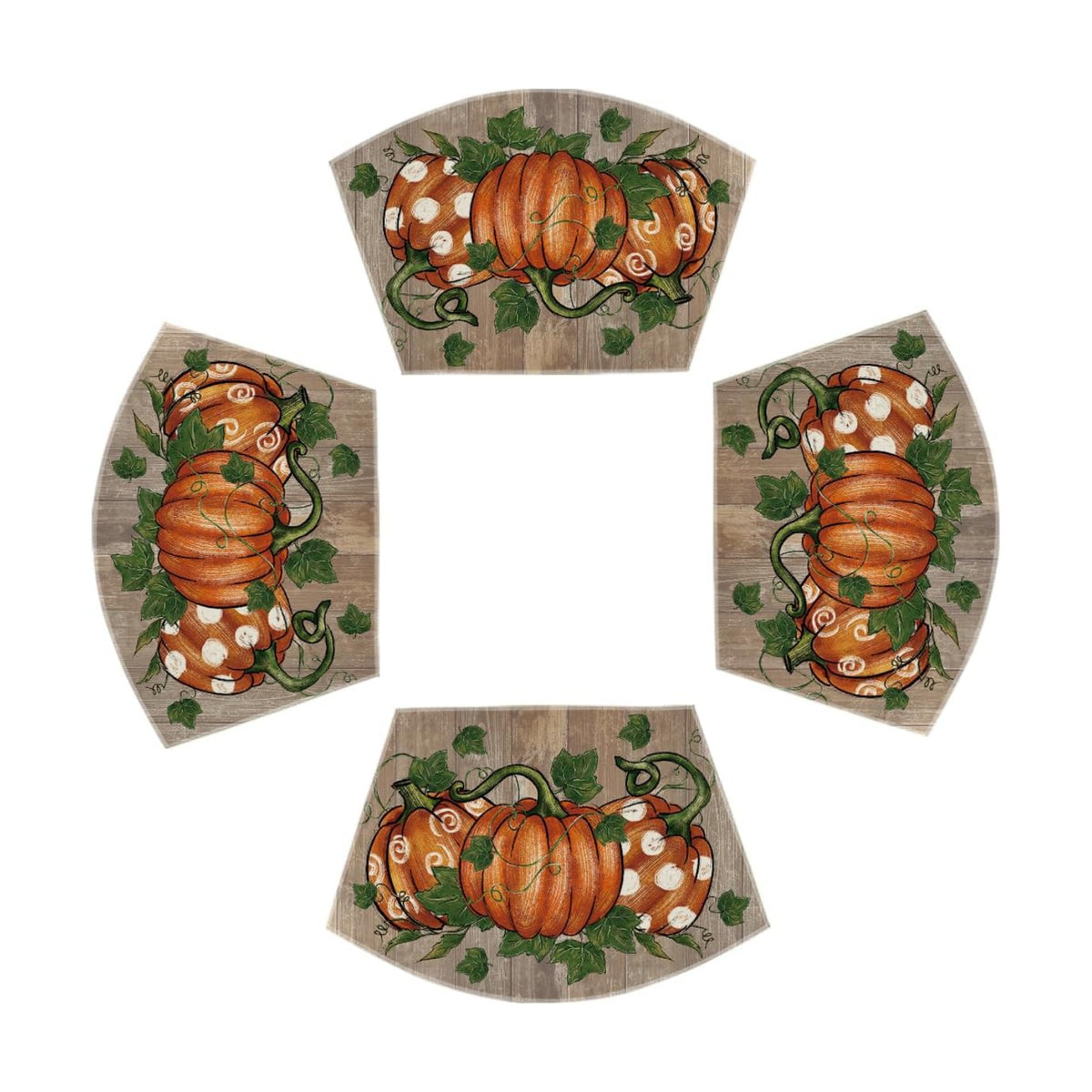 Artoid Mode Pumpkins Vine Fall Wedge Placemats Set of 4-12 x 18 Inch