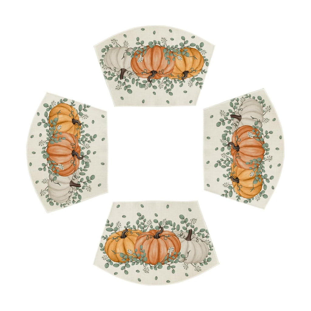 Artoid Mode Pumpkin Eucalyptus Fall Wedge Placemats Set of 4-12 x 18 Inch