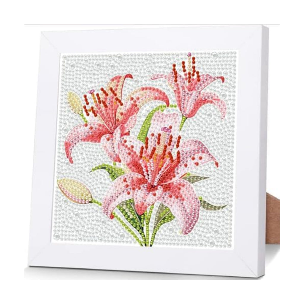Tiwabb Diamond Art Kit for Kids with Frame,Lily Diamond Painting for Kids