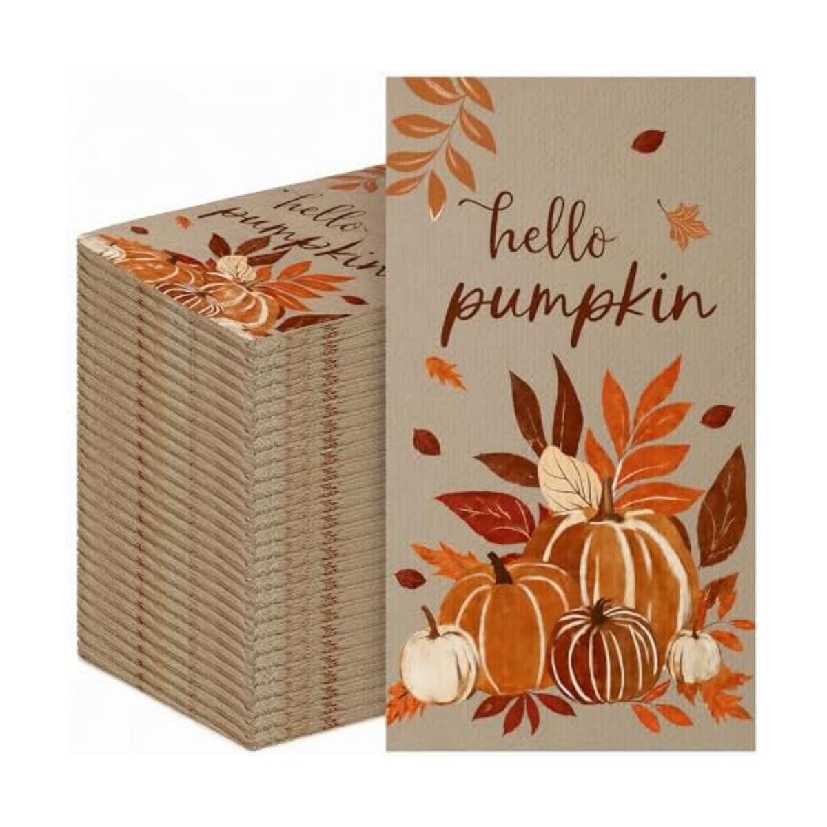100pcs Fall Pumpkins Disposable Paper Napkins 2-Ply Absorbent Thanksgiving Harvest Autumn Dinner Guest Towels for Fall Party Bathroom Table Decor