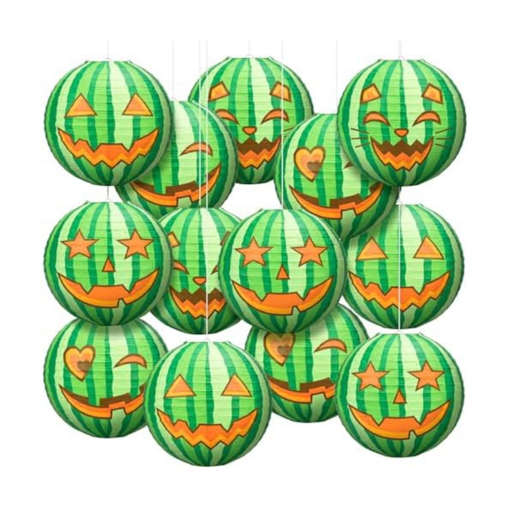 Fumete 16 Pcs Summer Halloween Decorations Paper Watermelon Lanterns