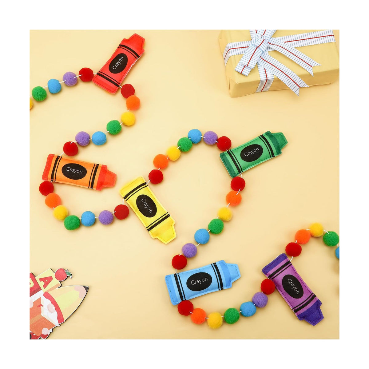 Jansun 8.2ft 3D Back to School Felt Crayon Pre-Strung Garland