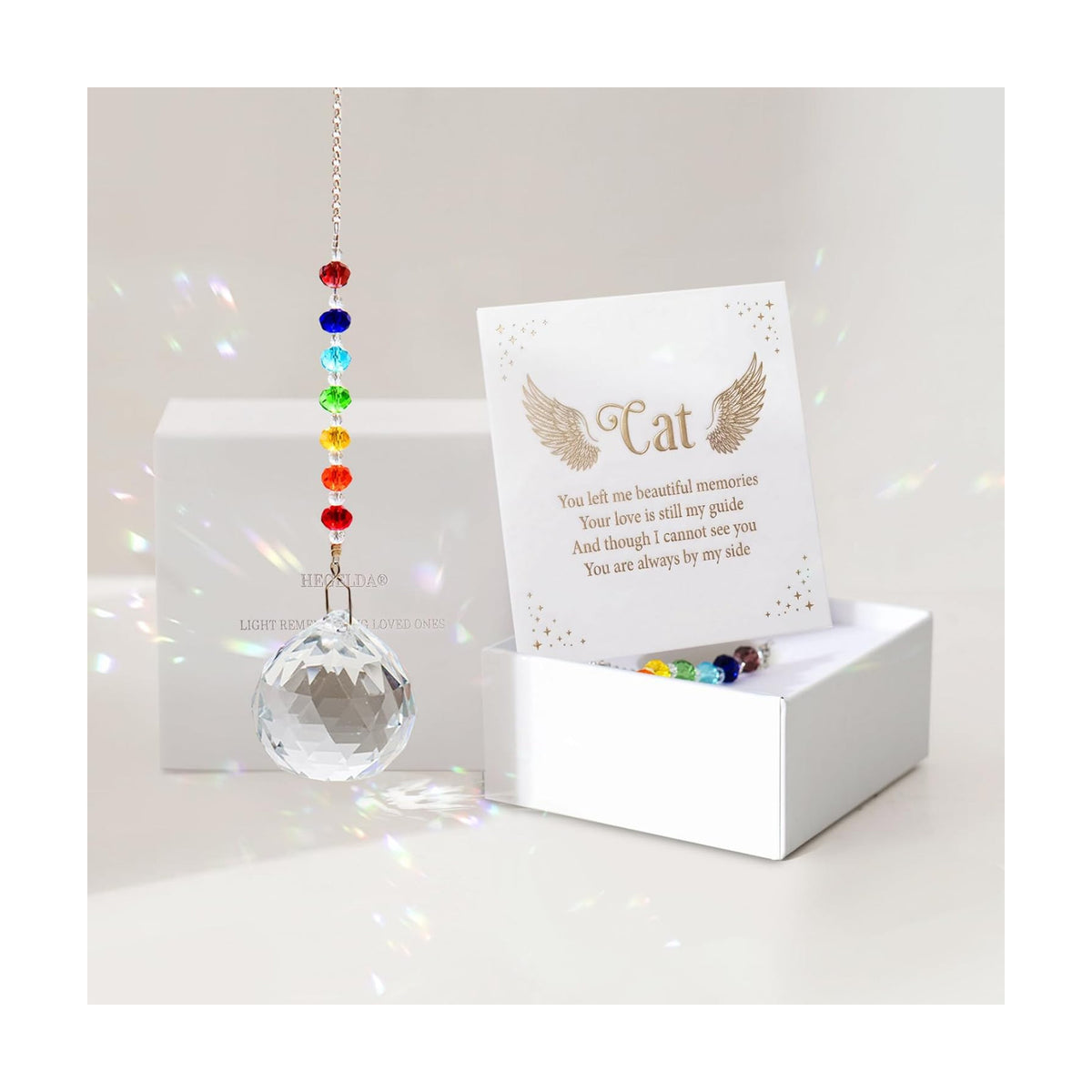 HEGELDA Cat Memorial Gifts for Loss of Cat Crystal Suncatcher Ornaments