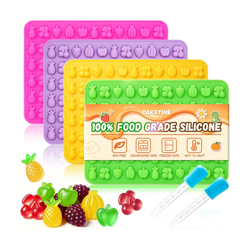 Fruit Snack Molds, 4pcs Gummy Molds Silicone Chocolate Candy Molds