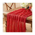3Pcs Red Table Runner, 10FT Rustic Gauze Red Table Runner 35*120inch Boho Table Runners for Wedding Bridal Shower Birthday Baby Shower Table Centerpiece Decorations