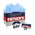 Xustanina 13" Large Fathers Day Gift Bag Blue & Red Handheld Gift Bag with Greeting Card Tissue Paper and Stickers Best Dad Birthday Party Supplies
