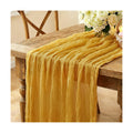 3Pcs Yellow Table Runner, 10FT Rustic Gauze Gold Table Runner 35*120inch Boho Table Runners for Wedding Bridal Shower Birthday Baby Shower Table Centerpiece Decorations