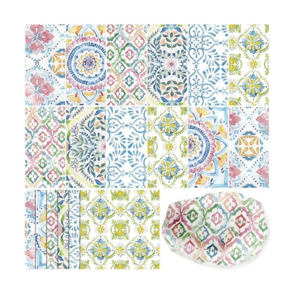 Yexiya 36 Sheet 6 Style Mediterranean Tile Paper Napkins for Decoupage