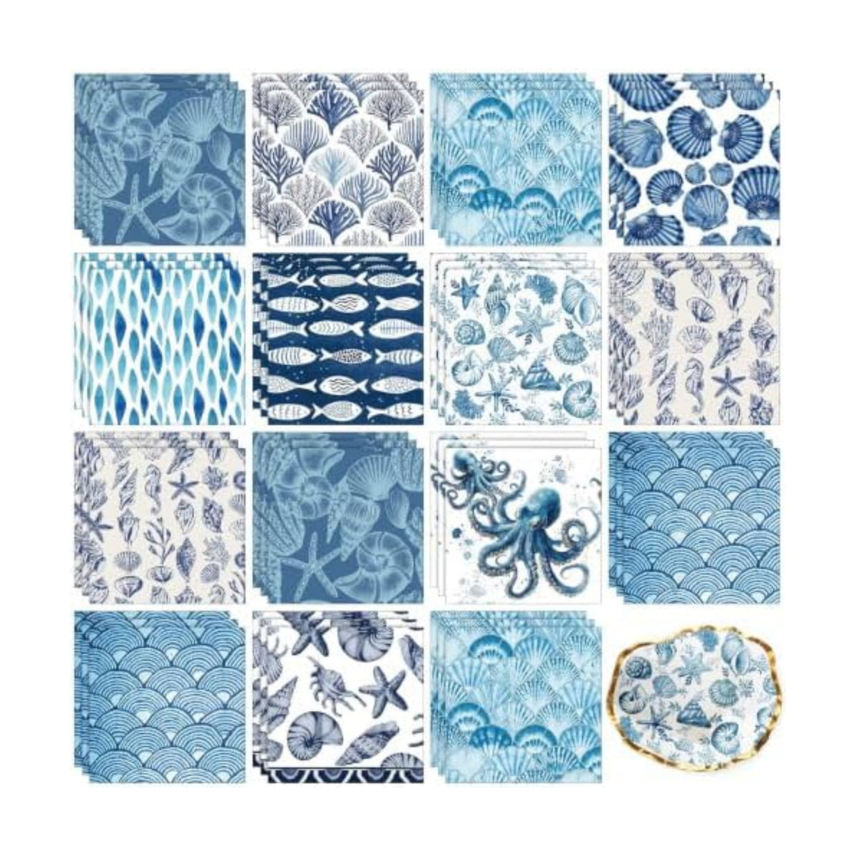 Yexiya 36 Sheet 6 Style Coastal Beach Paper Napkins for Decoupage