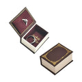 Book Shaped Ring Box - Vintage Engagement Ring Box with Hinged Lid for Proposal Engagement Wedding, Proposal Ring Case -PRB012-Brown
