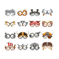 32 Pcs Viking Theme Party Favor Paper Glasses, 16 Unique Designs Nordic Mask Viking Ship Helmet Photo Booth Props for Halloween Birthday Party Classroom Rewards Goodie Bag Fillers