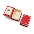 Book Shaped Ring Box - Vintage Engagement Ring Box with Hinged Lid for Proposal Engagement Wedding, Proposal Ring Case-PRB012-Red