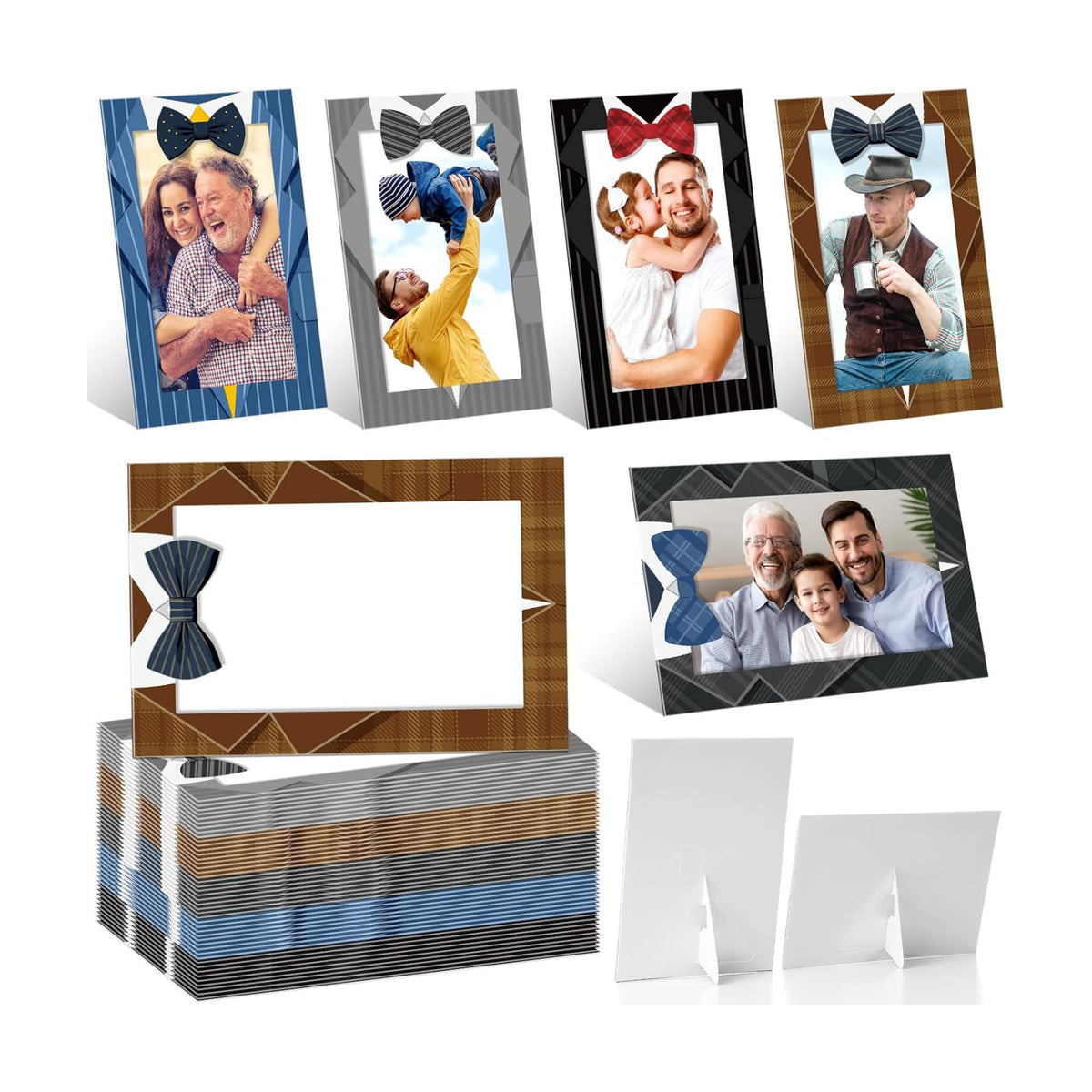 AmazingSpark 50 Pack Paper Photo Frames 4x6, Easel Picture Frame Cards