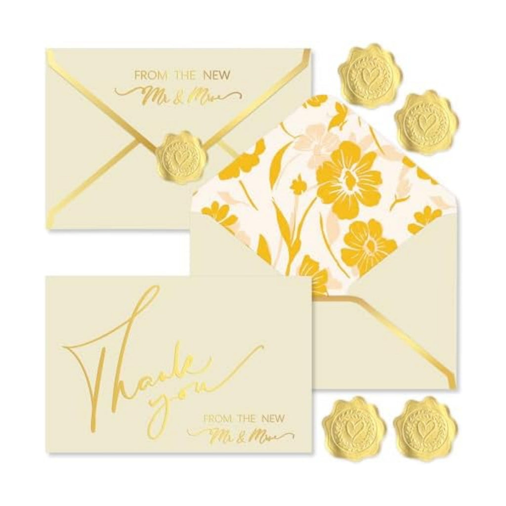 100 Pcs Wedding Thank You Cards with Envelopes Mr and Mrs Cards