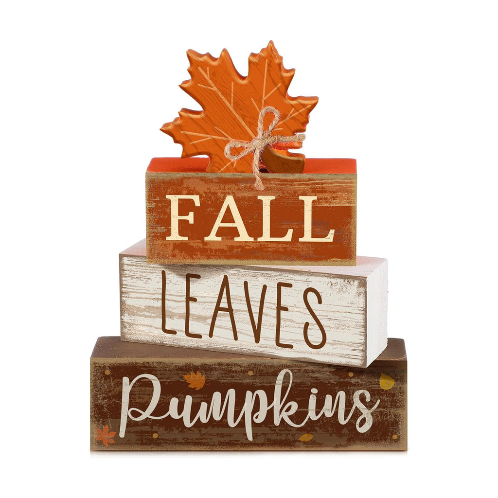 Lineshading 4 Pcs Fall Wood Block Signs Farmhouse Tabletop Decor Pumpkin