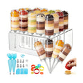 AZYM Cake Pop Stand, Clear Reusable Food-Grade Plastic Dessert Cups with Lids, Cake Pop Holder with Cutter Tool, for Parties, Weddings, Birthdays, DIY Baking Supplies