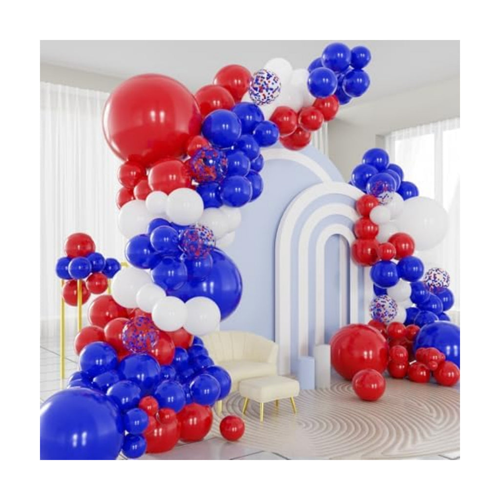 Red White and Blue Balloons Arch Kit 124pcs different sizes