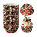 JarThenaAMCS 300 Pcs Leopard Print Cherry Cupcake Liners Cheetah Print Paper Baking Cups Standard Muffin Cupcake Wrappers for Animal Themed Holiday Wedding Baby Shower Birthday Party Supplies