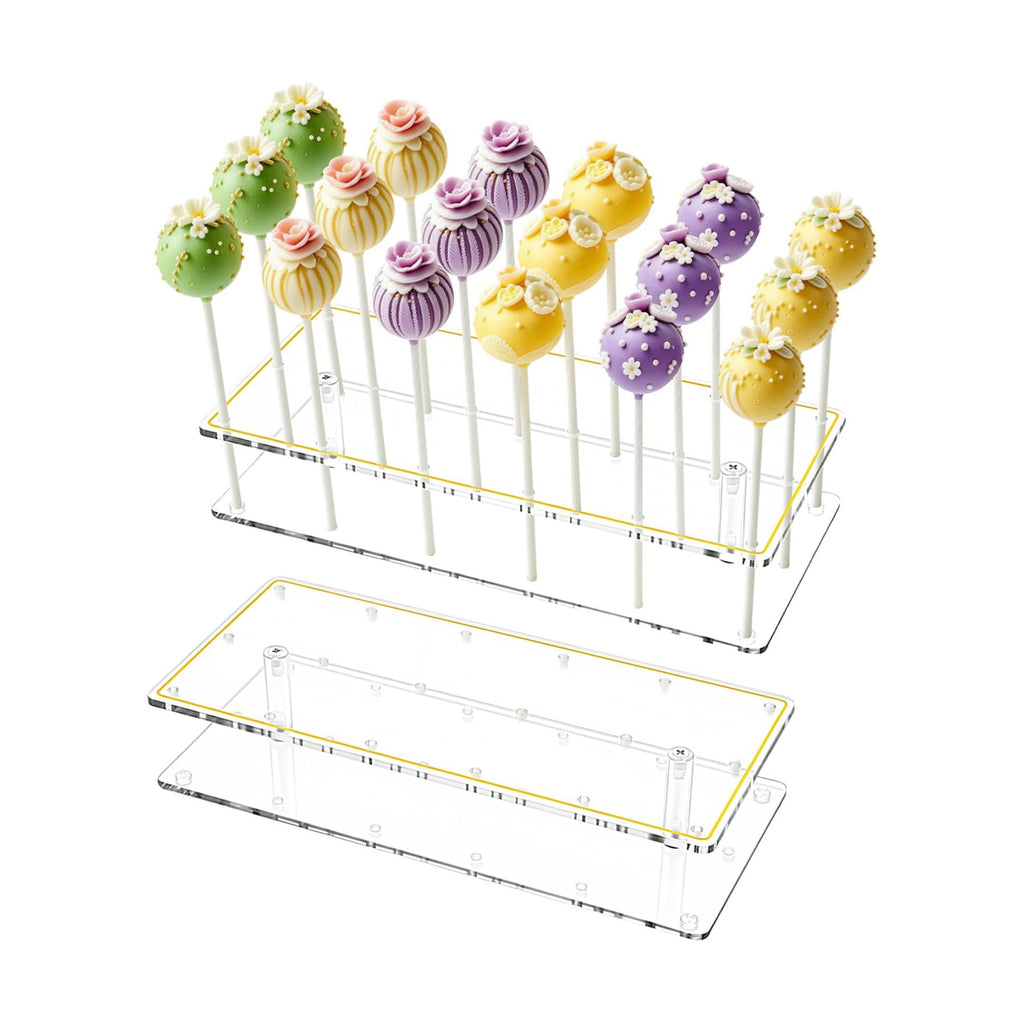 2-Pack Cake Pop Stand for Drying，Acrylic Clear Lollipop Holder Stand，18 Holes Cake Pop Stand Display Lollipop Display for Various Party Activities