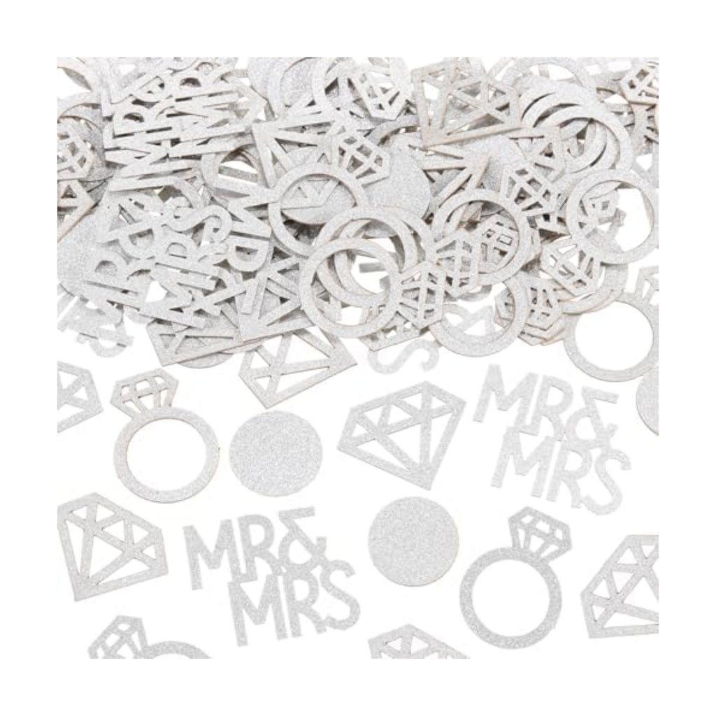 Sumind 220Pcs Silver Wedding Table Confetti Mr Mrs Diamond Ring decor