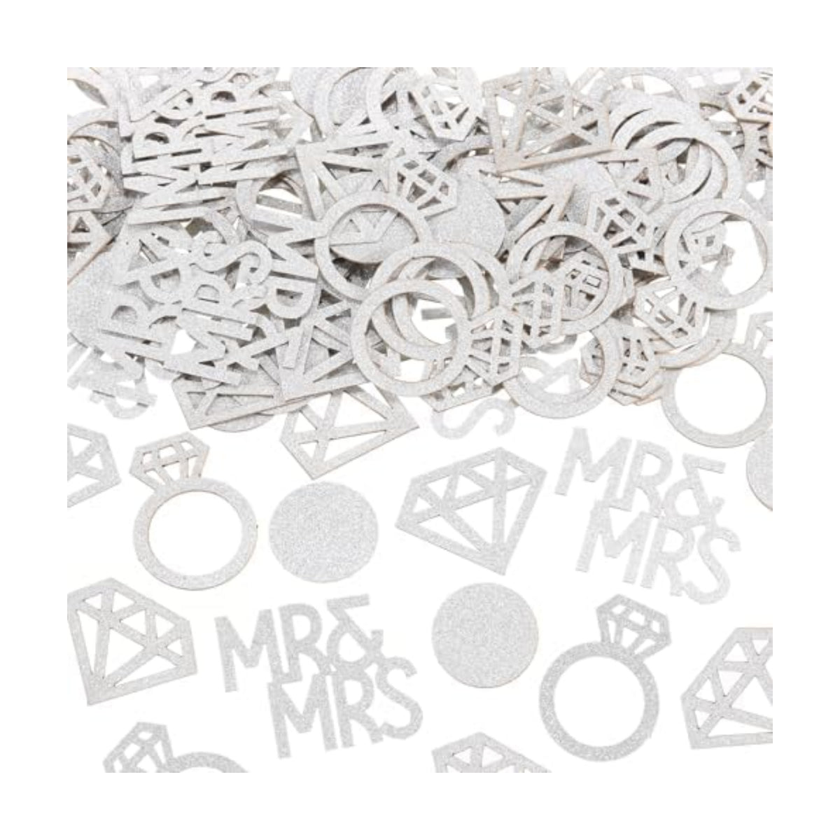 Sumind 220Pcs Silver Wedding Table Confetti Mr Mrs Diamond Ring decor