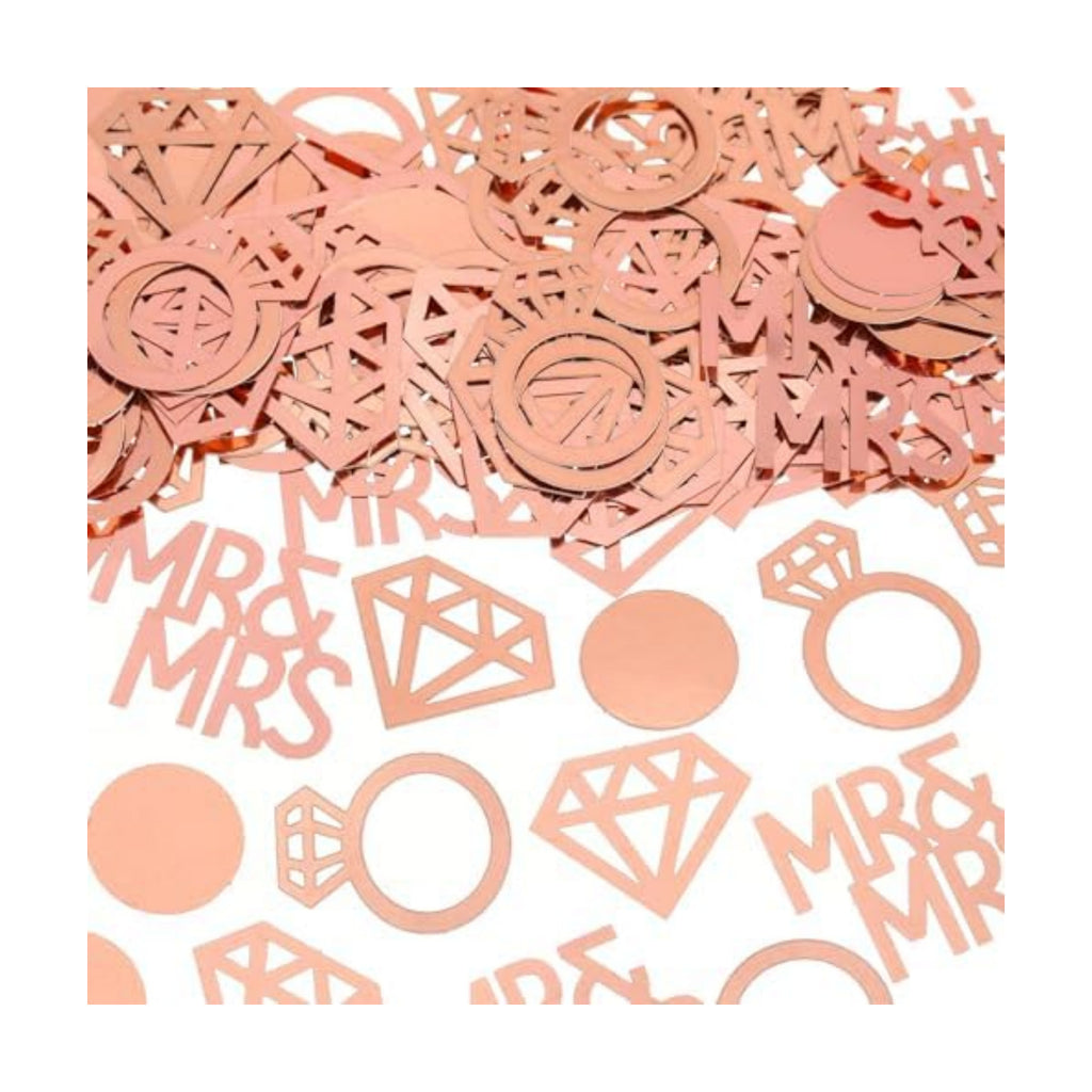 Sumind 220pcs Rose Gold Wedding Table Confetti Mr Mrs Diamond Ring Decor