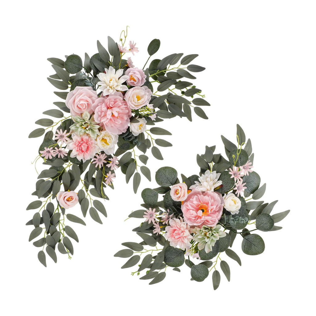 2 Pcs Wedding Arch Decorations, Pink Arch Flowers Swag Peony