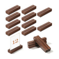 Worown 12 Pack Brown Wood Place Card Holder, Table Number Holders, Wooden Table Name Card Holders for Wedding, Banquet, Ceremony Party Events, Home Decoration (4.1 X 1.2 X 0.6 Inch)
