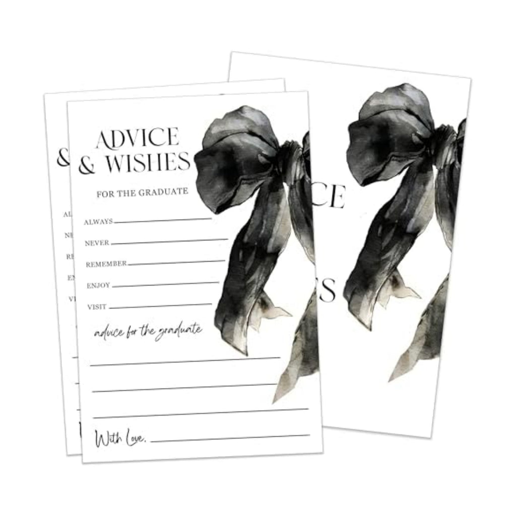 Graduation Advice Cards 2026 - Elegant Bows High School or College Graduation Cards for The Graduate, 25 Pack Wishes and Well-being Message Collection Elegant Advice and Wishes Keepsake - A07