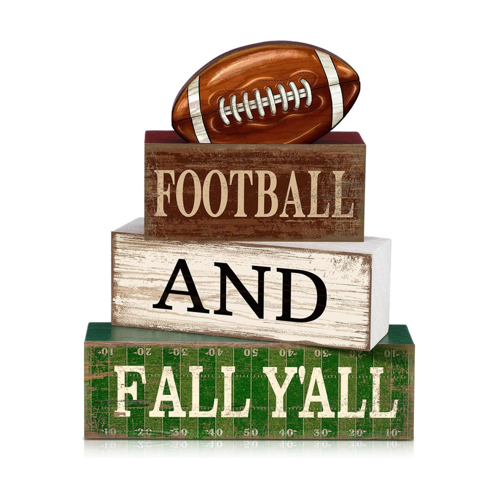 Lineshading 4 Pcs Fall Football Table Decorations for Home Sport Block Sign