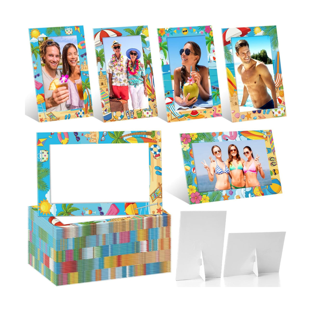 AmazingSpark 50 Pack 4x6 Beach Picture Frame Cards Paper Photo Frames