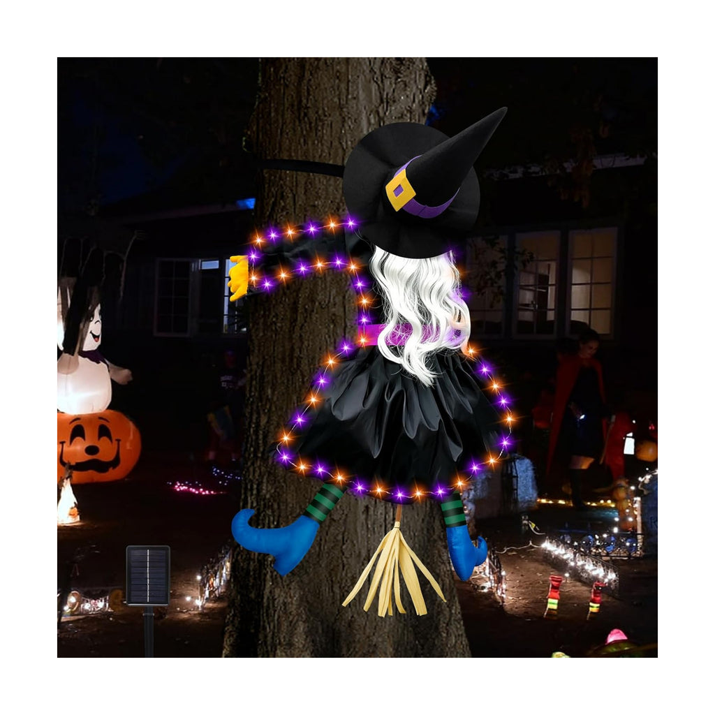 Halloween Decorations Outdoor, Solar Witch, Silver Hair