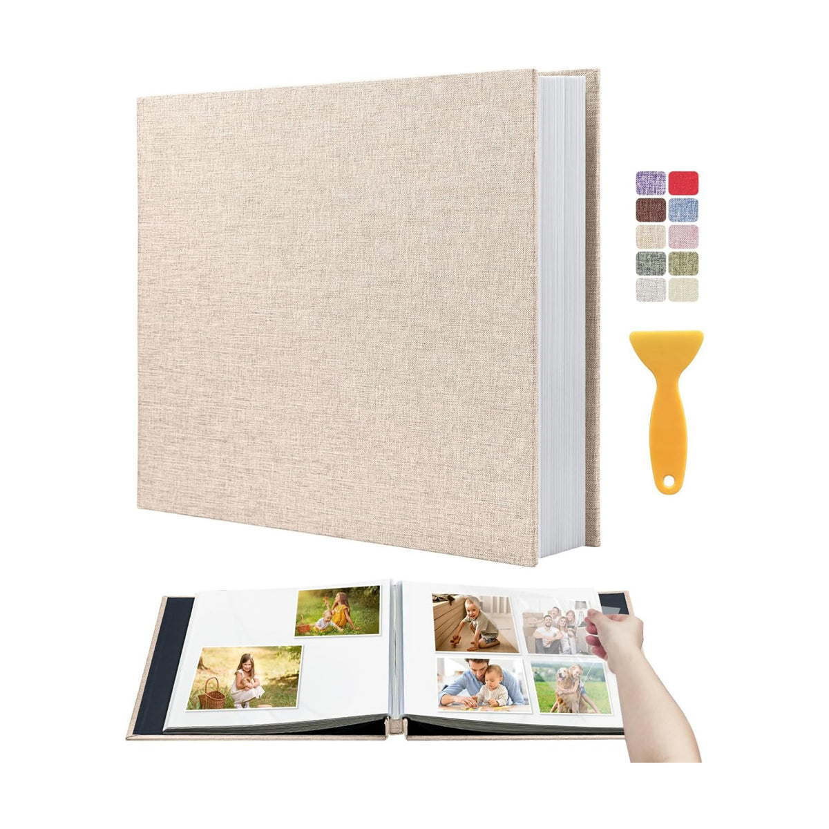 Photo Album Self Adhesive Scrapbook, 13"x12.6" 60 Pages/ 30 Sheets Large Photo Book for 4x6, 8x10 Pictures, DIY Album for Baby Wedding Family Travel Birthday