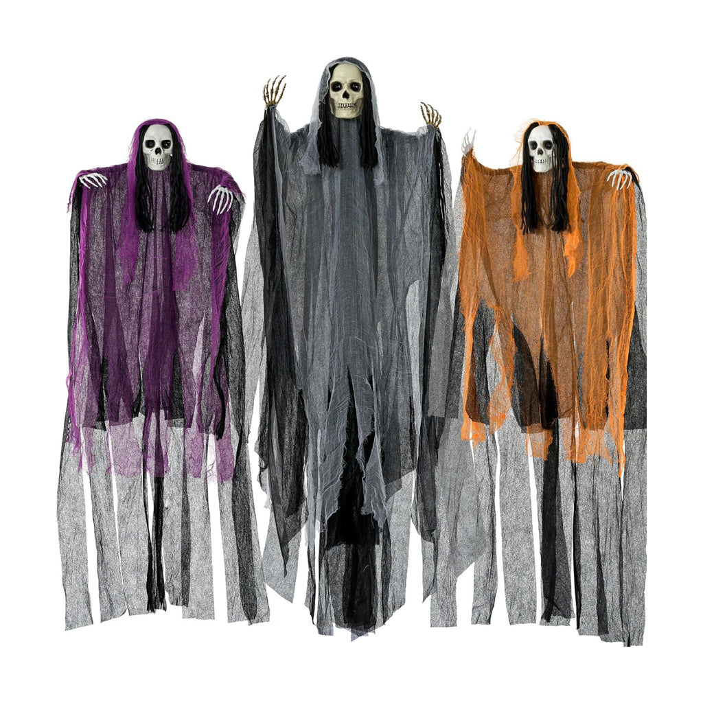 JOYIN 3 Pcs Halloween Hanging Grim Reaper Decoration Set, One 63" Two 47" Skeleton Flying Ghosts, Spooky Outdoor Indoor Decor for Yard Garden Tree Porch Haunted House Prop Party Supplies