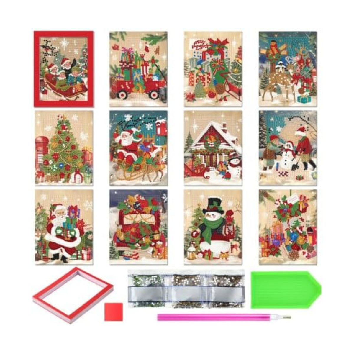 Saillong 24 Pcs Christmas Mini Diamond Painting Kits with Frames Set
