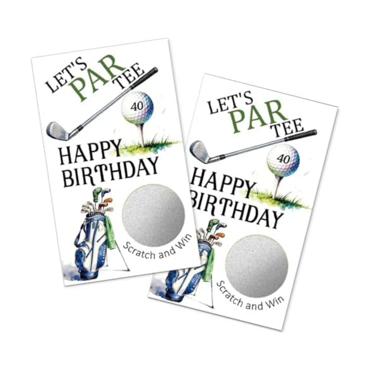 TOUNER 50Pcs Let's Par Tee Birthday Scratch Off Game Cards, Men Golf Scratch Cards for Father's Day Family Gathering Summer Birthday Retirement Party Lottery Prize Raffle Tickets Business Promotion
