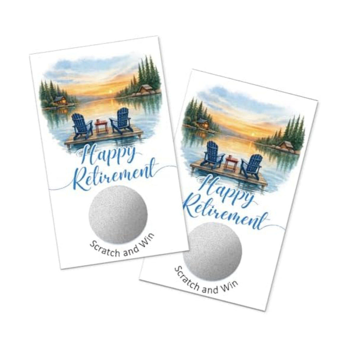 TOUNER 50Pcs Lake Retirement Party Scratch Off Game Cards, Lake Theme Retirement Scratch Cards for Moving Away Farewell Leaving Goodby Activity Birthday Party Family Gathering Raffle Tickets