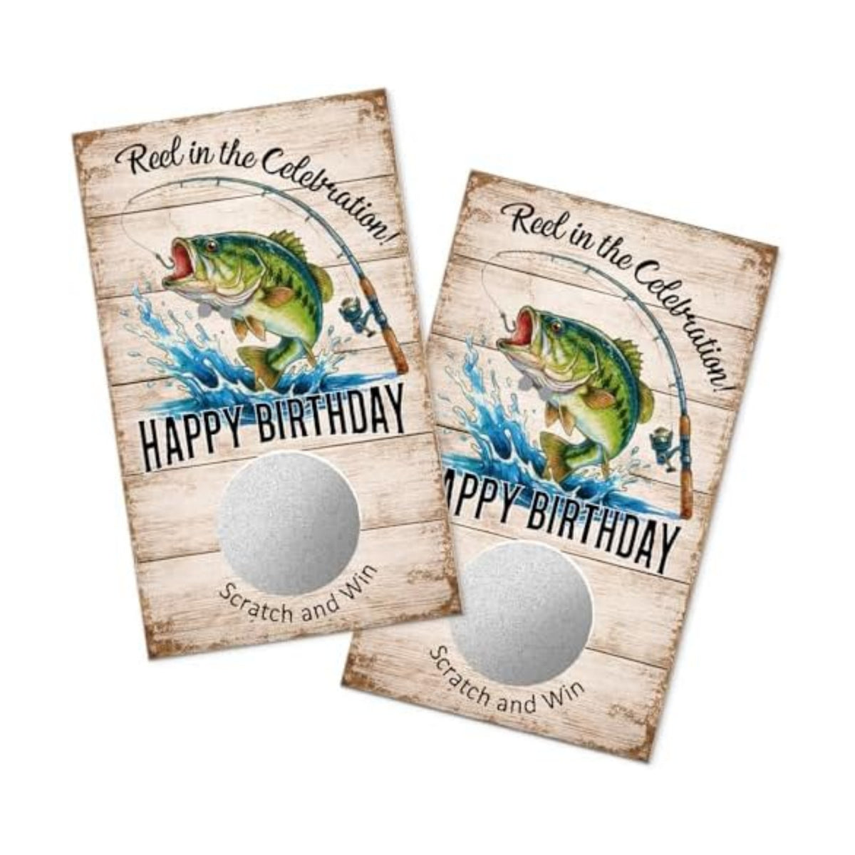 TOUNER 50Pcs Fishing Birthday Scratch Off Game Cards, Fishing Scratch Cards for Father's Day Family Gathering Birthday Summer Barbecue Retirement Party Lottery Prize Raffle Tickets Business Promotion